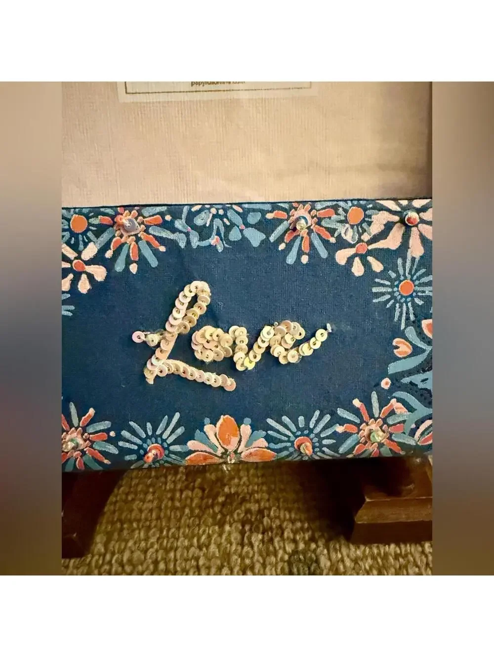 Y2k Papyrus Celebraton floral photo frame w sequin text 4 x 6 NWT